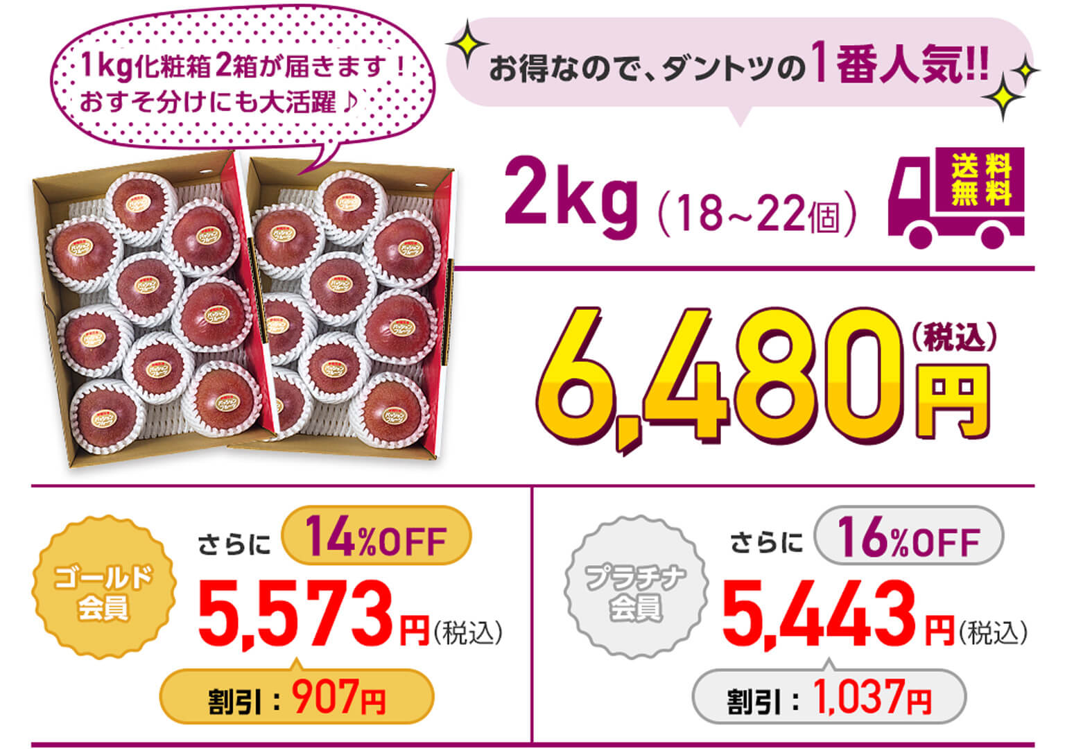 パッションフルーツ 2kg 化粧箱入り